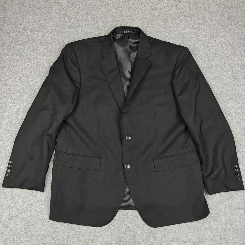 Di Stefano Blazer Mens 46 Black Wool Super 150s Two Button Suit Jacket Italy